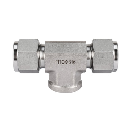 FITOK 316 Stainless Steel Compression Fitting Female Branch Tee Tube OD x Tube OD x Female NPT