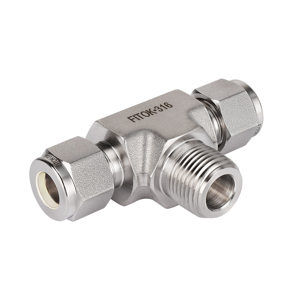 FITOK 316 Stainless Steel Compression Fitting Male Branch Tee Tube OD x Tube OD x Male NPT