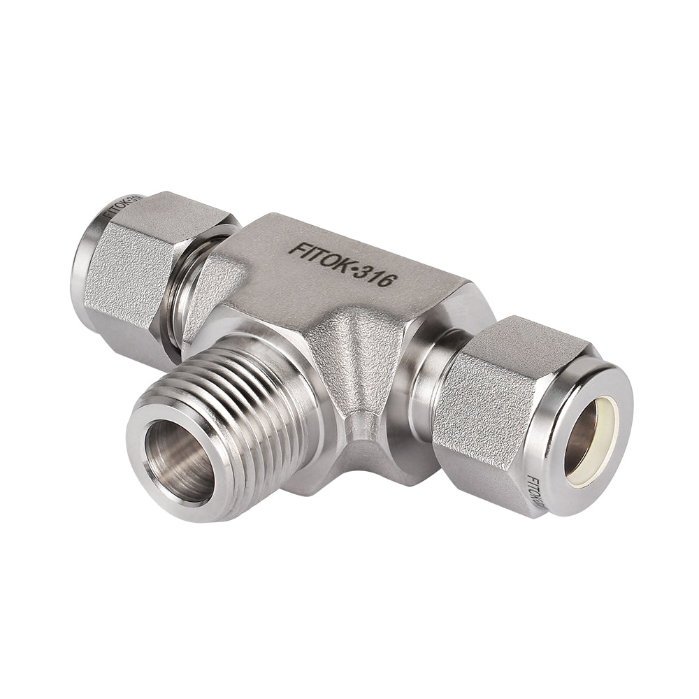 FITOK 316 Stainless Steel Compression Fitting Male Branch Tee Tube OD x Tube OD x Male NPT