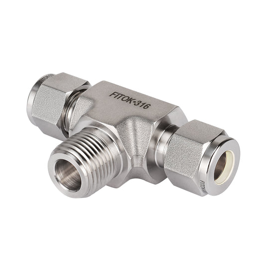 FITOK 316 Stainless Steel Compression Fitting Male Branch Tee Tube OD x Tube OD x Male NPT