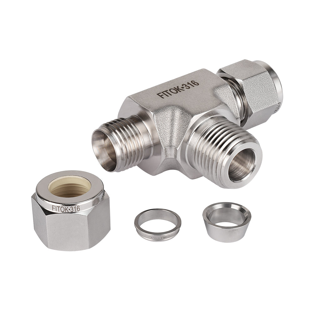 FITOK 316 Stainless Steel Compression Fitting Male Branch Tee Tube OD x Tube OD x Male NPT