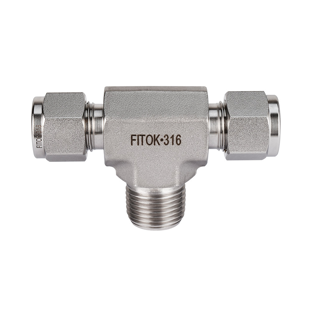FITOK 316 Stainless Steel Compression Fitting Male Branch Tee Tube OD x Tube OD x Male NPT