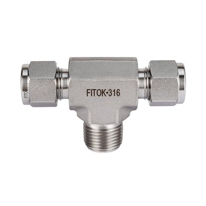 FITOK 316 Stainless Steel Compression Fitting Male Branch Tee Tube OD x Tube OD x Male NPT
