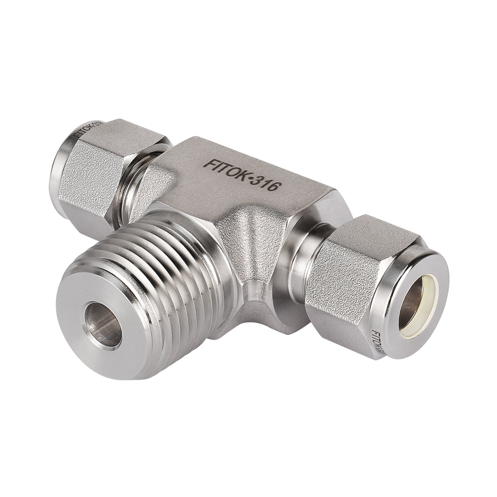 FITOK 316 Stainless Steel Compression Fitting Male Branch Tee Tube OD x Tube OD x Male NPT