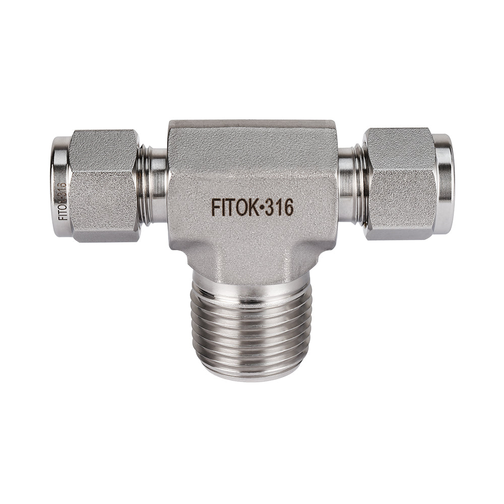 FITOK 316 Stainless Steel Compression Fitting Male Branch Tee Tube OD x Tube OD x Male NPT
