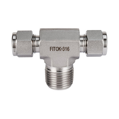 FITOK 316 Stainless Steel Compression Fitting Male Branch Tee Tube OD x Tube OD x Male NPT