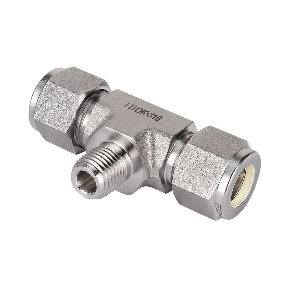 FITOK 316 Stainless Steel Compression Fitting Male Branch Tee Tube OD x Tube OD x Male NPT