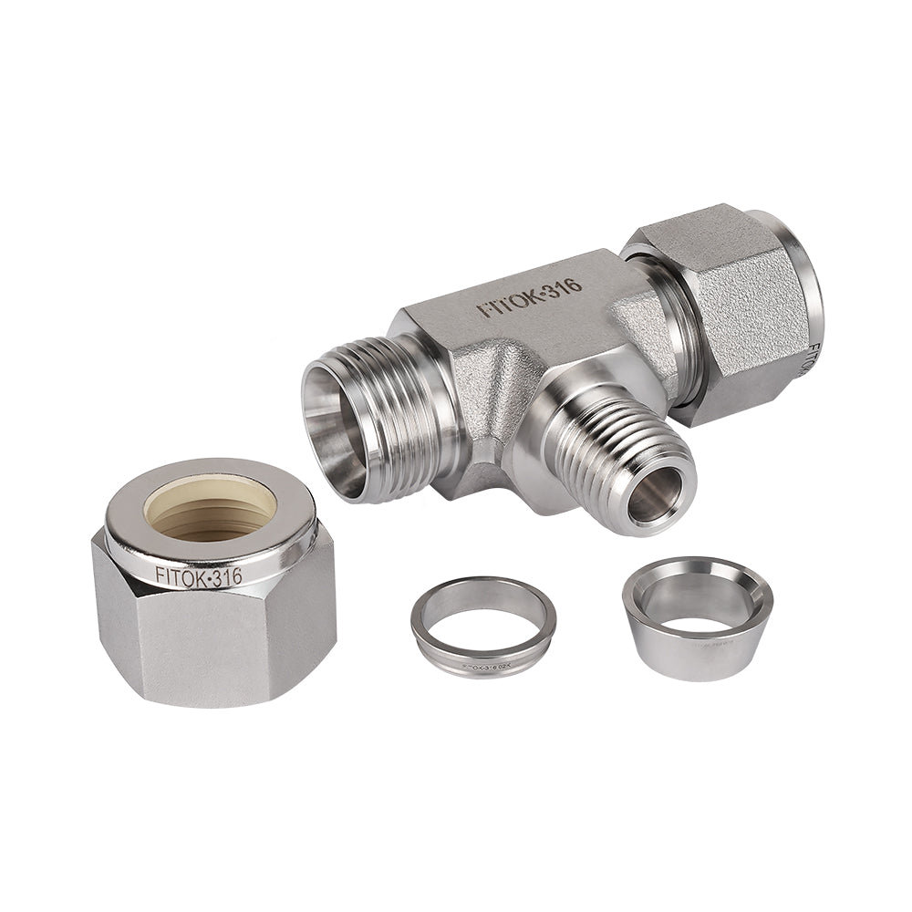 FITOK 316 Stainless Steel Compression Fitting Male Branch Tee Tube OD x Tube OD x Male NPT