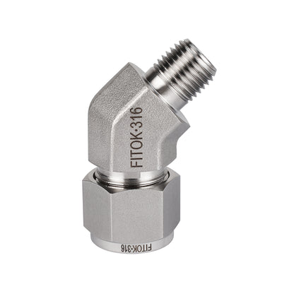 FITOK 316 Stainless Steel Compression Tube Fitting 45° Elbow Tube OD x Male NPT