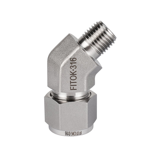 FITOK 316 Stainless Steel Compression Tube Fitting 45° Elbow Tube OD x Male NPT
