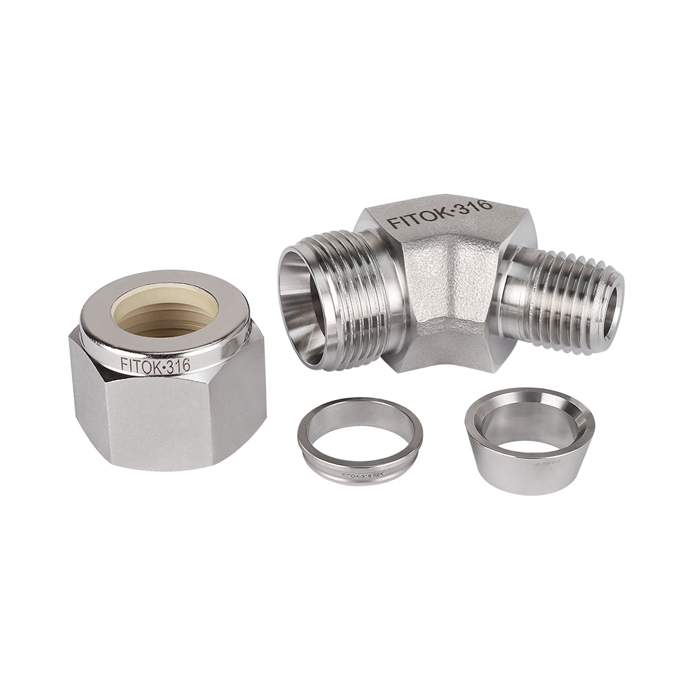 FITOK 316 Stainless Steel Compression Tube Fitting 45° Elbow Tube OD x Male NPT