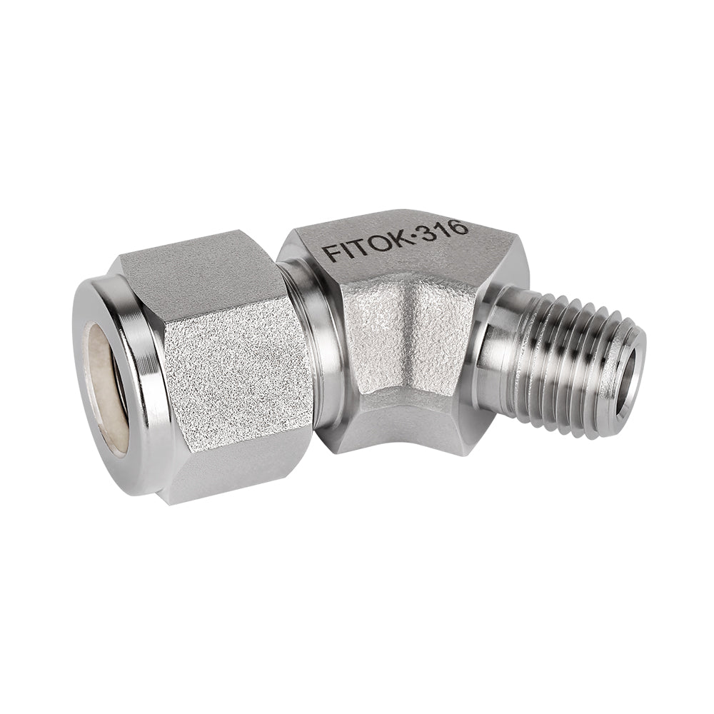 FITOK 316 Stainless Steel Compression Tube Fitting 45° Elbow Tube OD x Male NPT
