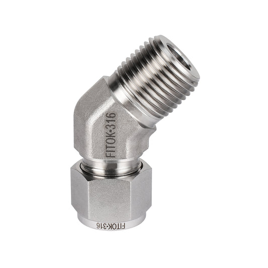 FITOK 316 Stainless Steel Compression Tube Fitting 45° Elbow Tube OD x Male NPT