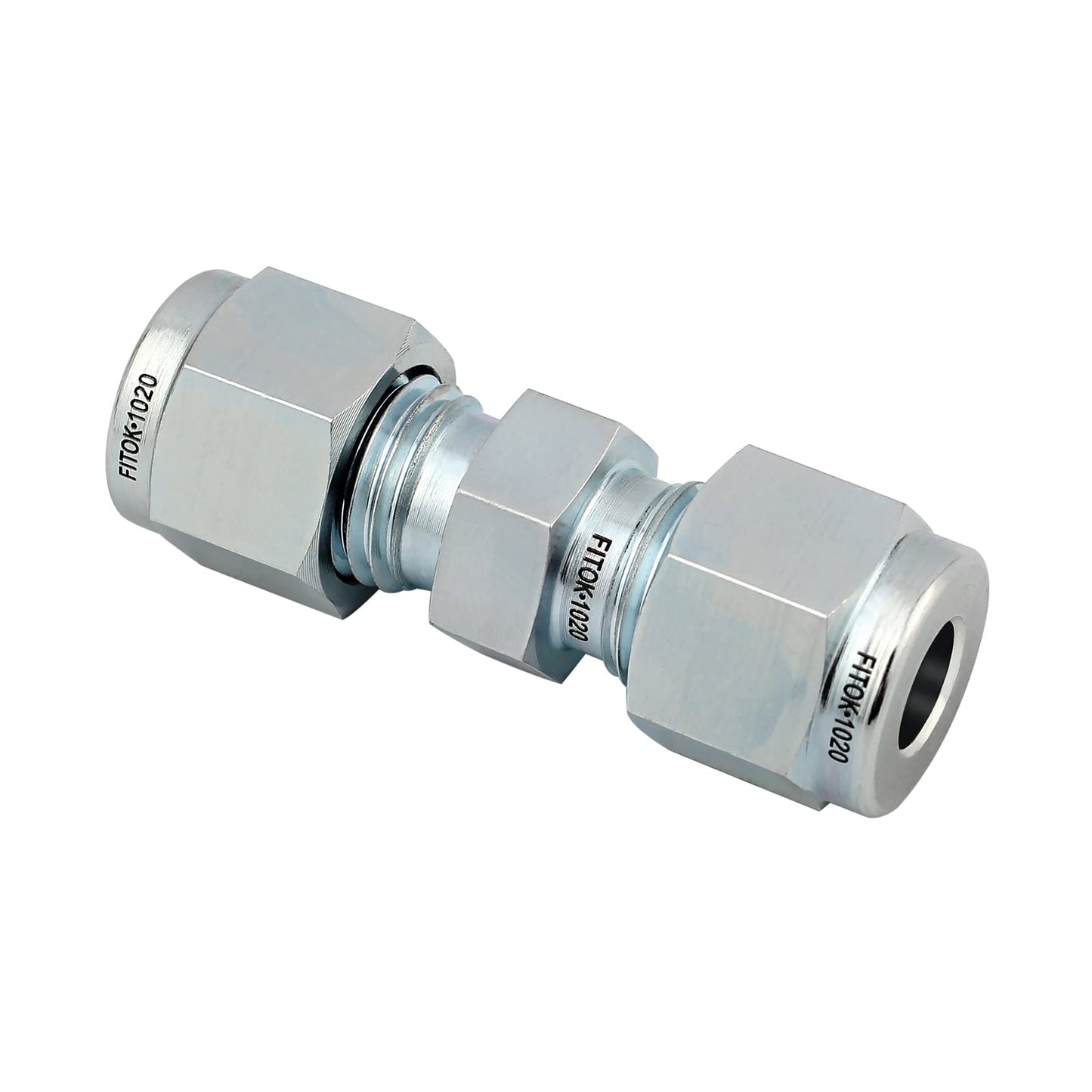 FITOK Tube OD Zinc Plated Carbon Steel Compression Tube Fitting with Double Ferrules Union