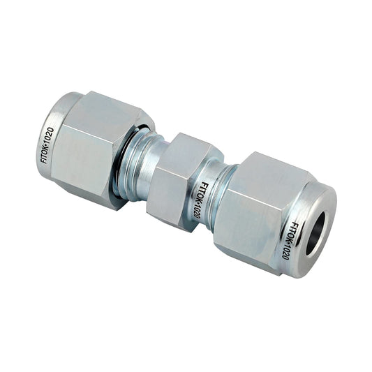 FITOK Tube OD Zinc Plated Carbon Steel Compression Tube Fitting with Double Ferrules Union