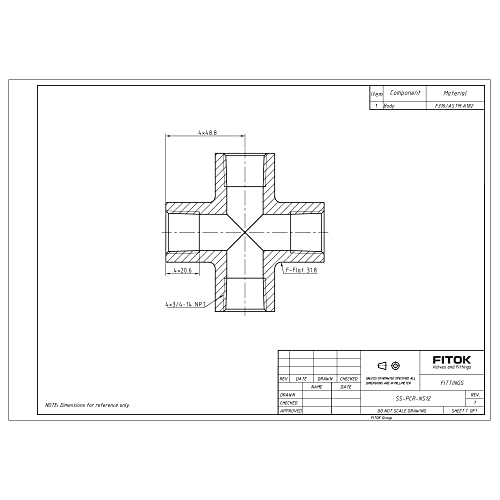 FITOK 316 Stainless Steel Pipe Fitting Cross Female NPT
