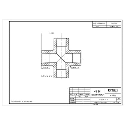 FITOK 316 Stainless Steel Pipe Fitting Cross Female NPT