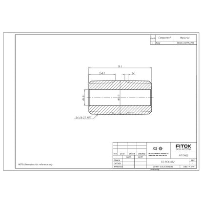FITOK 316 Stainless Steel Pipe Fitting Close Nipple Male NPT