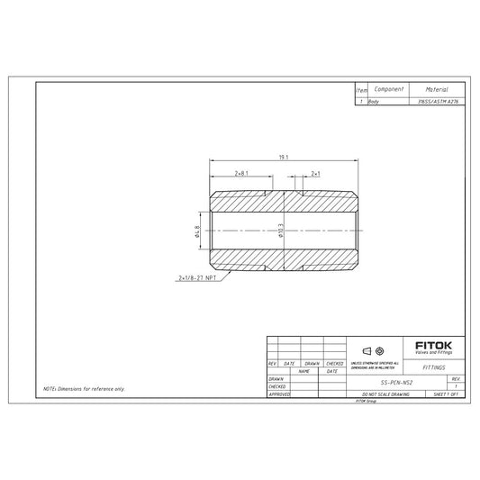 FITOK 316 Stainless Steel Pipe Fitting Close Nipple Male NPT