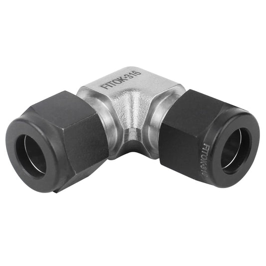 FITOK SS-LU-SFL6, 316 Stainless Steel Single Ferrule Compression Tube Fitting, Union Elbow, 3/8" Tube OD