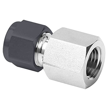 FITOK 3/8" Tube OD × 1/4" Female NPT 316 Stainless Steel Single Ferrule Compression Tube Fitting Female Connector, SS-CF-SFL6-NS4
