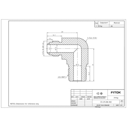 FITOK 37° Flared Tube Fitting Elbow Male JIC × Male NPT, 316 Stainless Steel
