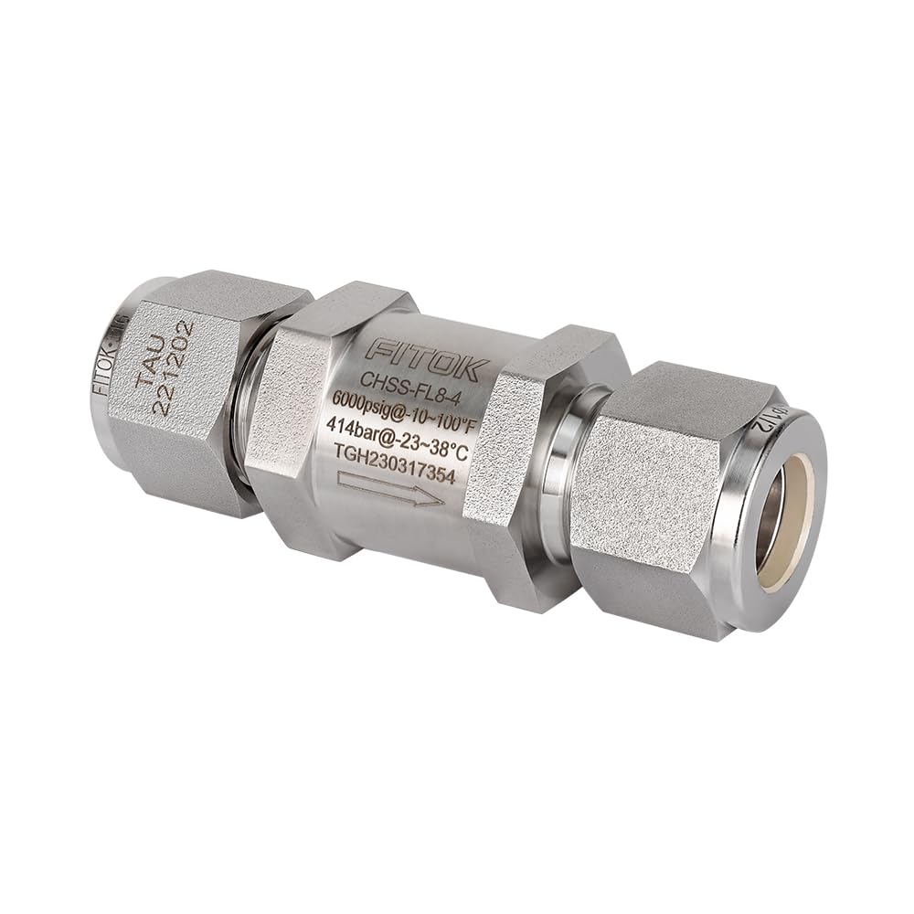 FITOK 316 Stainless Steel Poppet Check Valve Tube Fitting FKM O-Ring